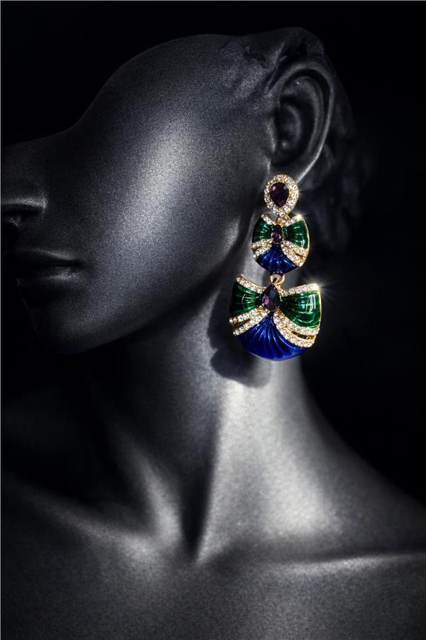 Shay Mor Yeşil Üç Katmanlı Sedefli Sallantılı Küpe